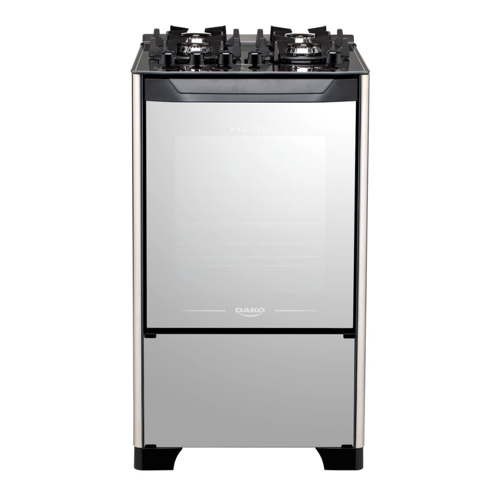 Fogão 4 Bocas Dako Automático Mesa de Vidro Magister Style Inox Espelhado