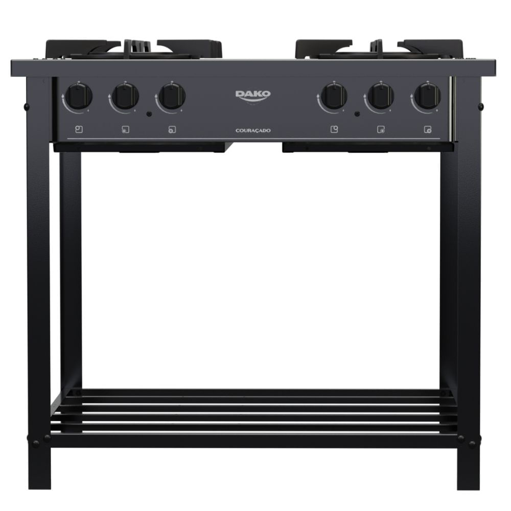 Fogão Industrial 4 Bocas Sem Forno Dako Manual Couraçado Preto