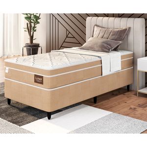 Cama Box Solteiro (88x188) Molas  Bege Luxor Plumatex