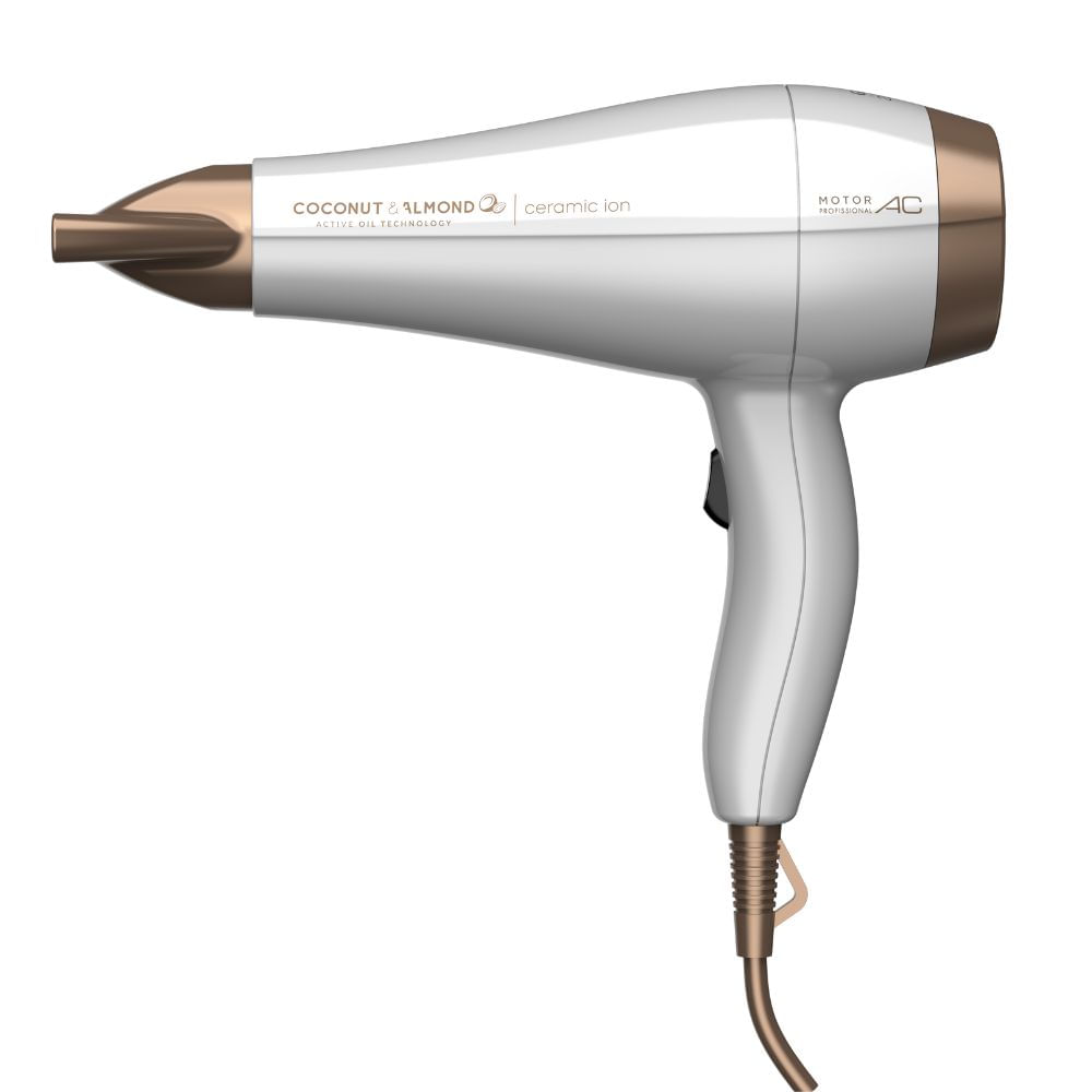 Secador de Cabelo Gama Italy Coconut & Almonds Ceramic Ion 2 Velocidades 2000W Branco/Marrom 110V