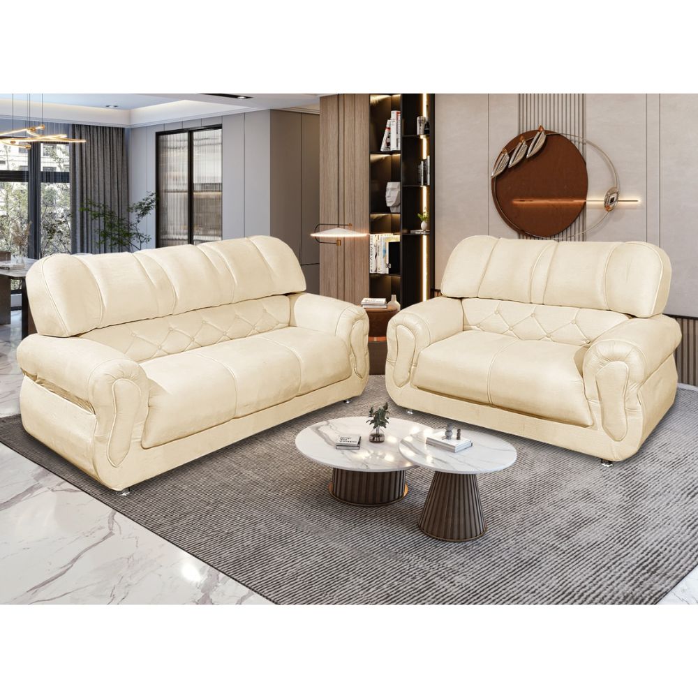 Conjunto de Sofá 3x2 Lugares Genova Creme Bello Estofados