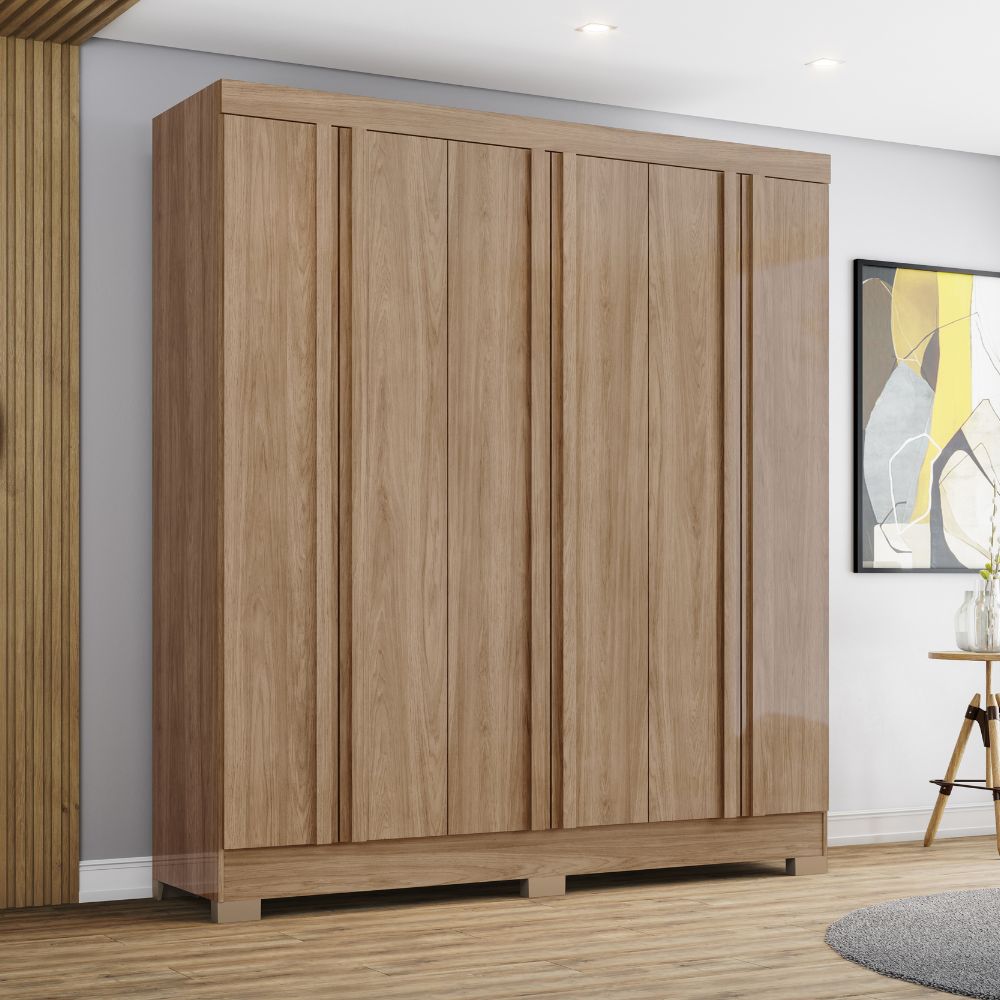 Guarda-Roupa Casal 6 Portas 2 Gavetas Jequitibá Briz Henn Móveis
