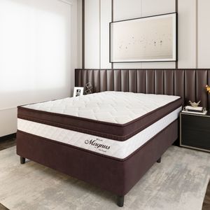 Cama Box Casal (138x188) D26 Marrom/Branco Magnus Topazio Colchões