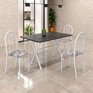 Mesa de Jantar 4 Cadeiras Ardosia/Branco/Paraopeba Ane Soma Móveis