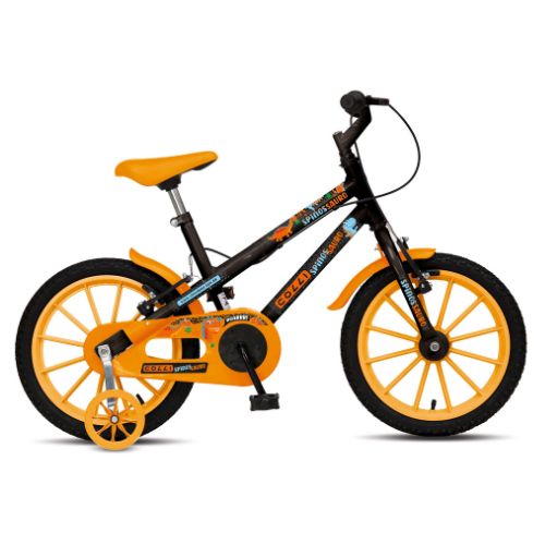 Bicicleta Infantil Colli Bike Spinossauro Aventuras Aro 16 Freio V-Brake Suspensão Dianteira Preta/Laranja Bicicleta Infantil Colli Bike Spinossauro Aventuras Aro 16 Freio V-Brake Nylon Suspensão Garfo Preta/Azul
