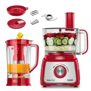 Multiprocessador 7 em 1 Com 2 Velocidades 1000W Turbo Chef MPN-01-RE Mondial Vermelho