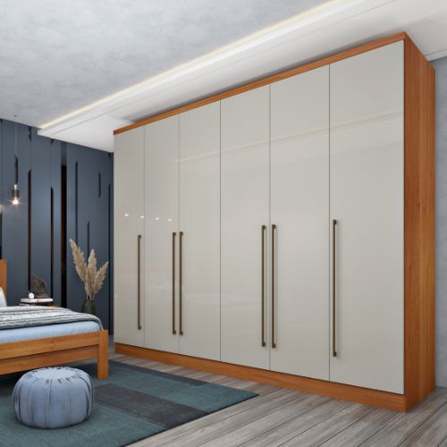 Guarda-Roupa Casal 6 Portas 8 Gavetas Cinamomo / Off White Sevilla TCIL