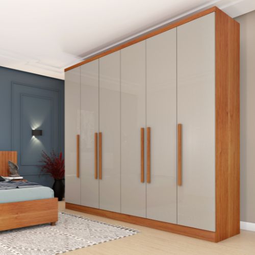 Guarda-Roupa Casal 6 Portas 4 Gavetas Cinamomo / Off White Veneza TCIL