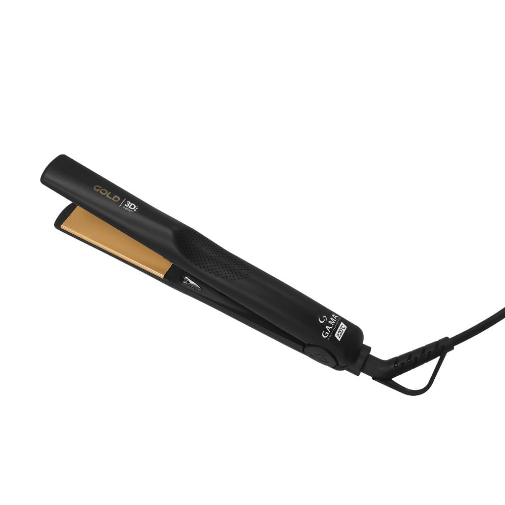 Chapinha/Prancha Alisadora Gama Gold Ion 3D 220°C Preta/Dourada