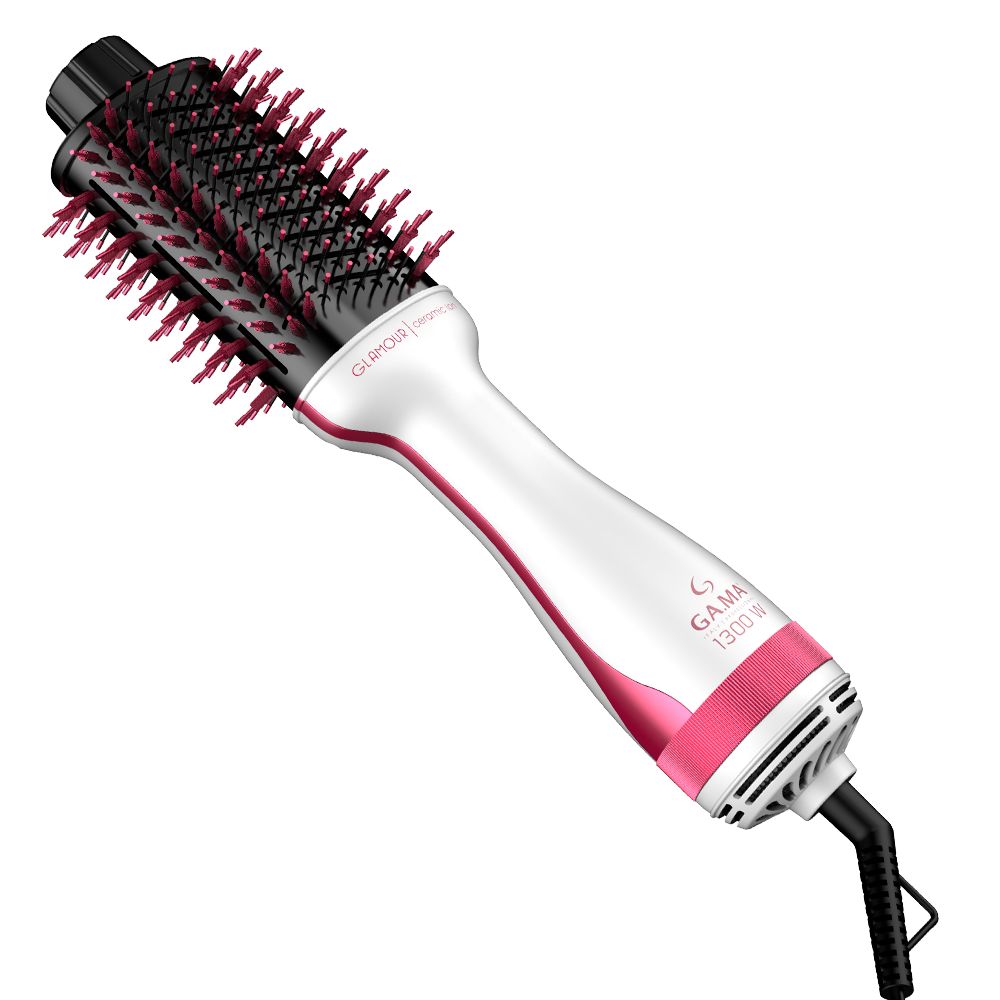 Escova Secadora Glamour Pink Brush Gama Branca/Rosa 110V