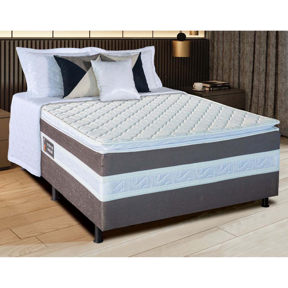 Cama Box Casal Conjugada (138X188) D28 Grafite Breare Master Design Colchões