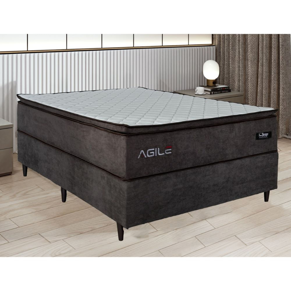 Cama Box Casal (138X188) D28 Molas Ensacadas Marrom Agile Design Colchões