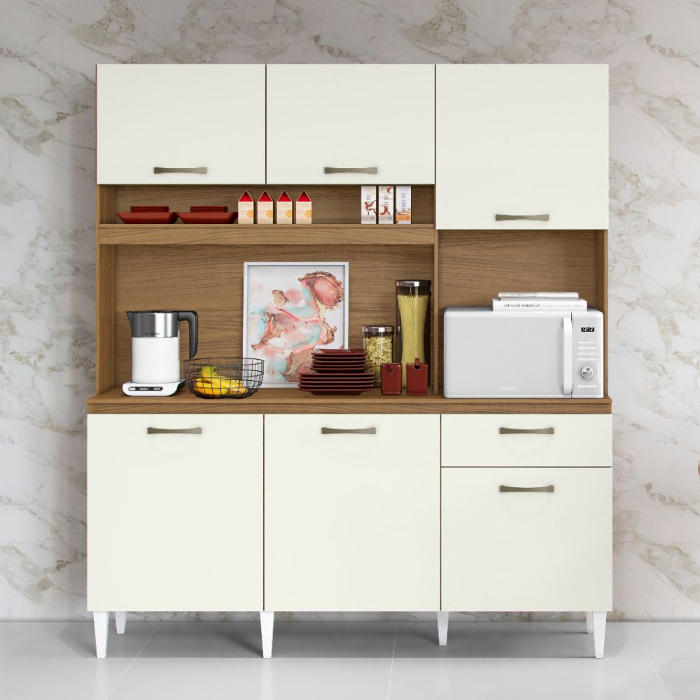 Armário de Cozinha 6 Portas 1 Gaveta Siena Atacama/Off White Aramóveis