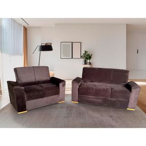 Conjunto de Sofá 3x2 Lugares Camila Marrom Malu Estofados