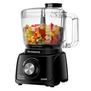 Mini Processador de Alimentos 2 Funções 1 Velocidade 300W Mondial Turbo Pratic Black MP 16 B Preto