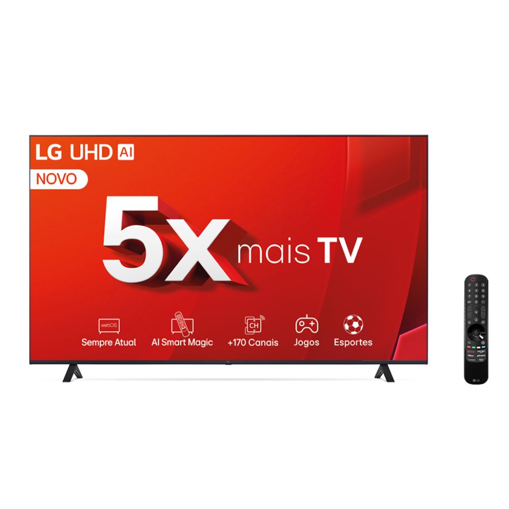 Smart TV 4K UHD 75" LG 75UT8050 Wi-Fi Inteligência Artificial 3 HDMI 2 USB