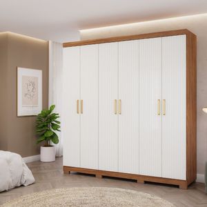 Guarda-Roupa Casal 6 Portas 3 Gavetas Cinamomo/Grafiato Clara Panan Moveis