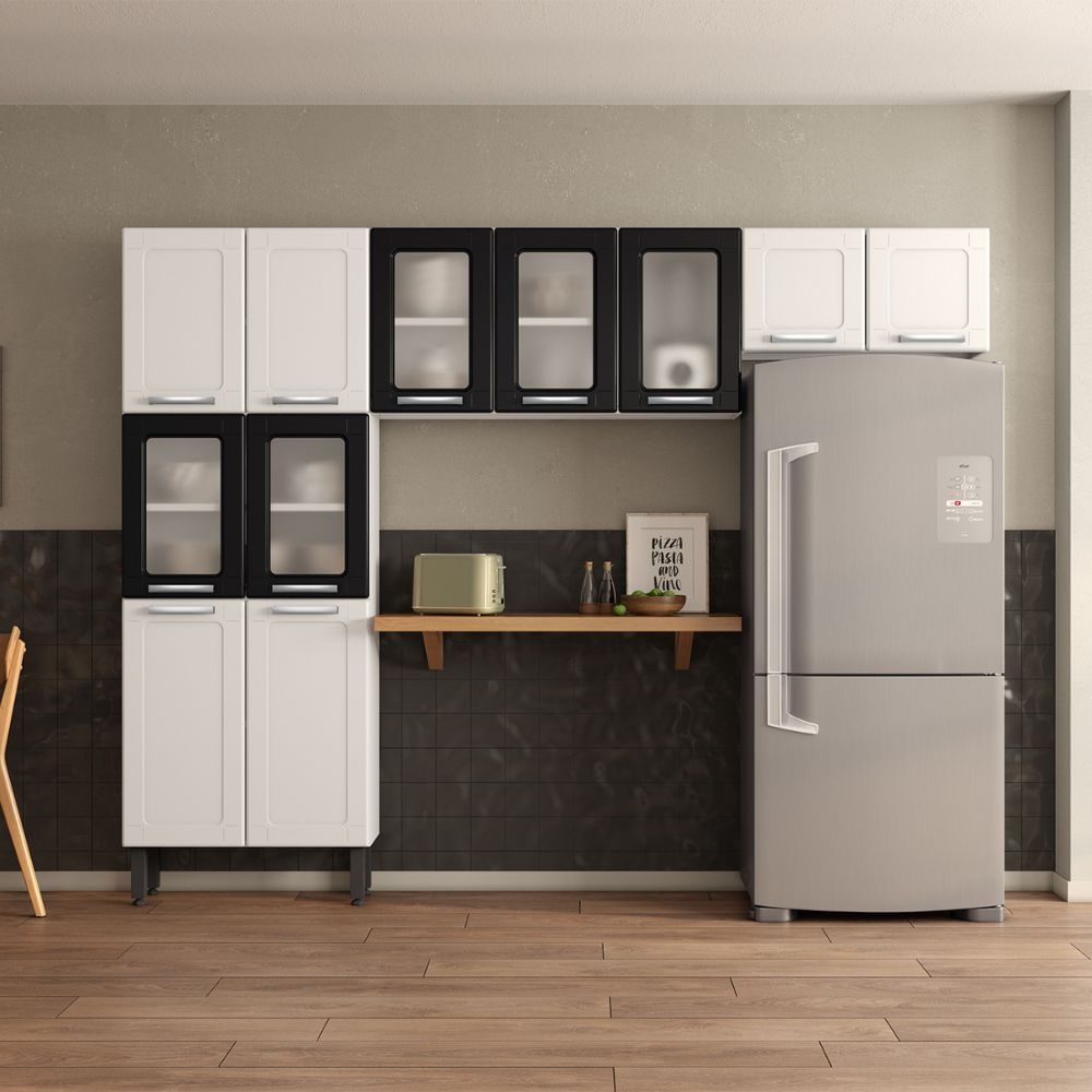 Cozinha Compacta em Aço 11 Portas Múltipla Branca Bertolini