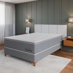 Cama Box Casal (138x188) D26 Molas Ensacadas Cinza Exuberante Topázio