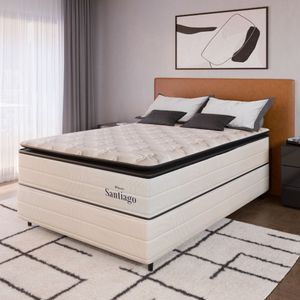 Cama Box Casal (138x188) D26 Molas Ensacadas Branca Santiago Topázio