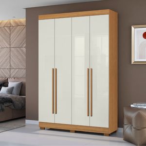 Guarda-Roupa Solteiro 4 Portas 2 Gavetas Cinamomo/Off White GR240 Aramóveis