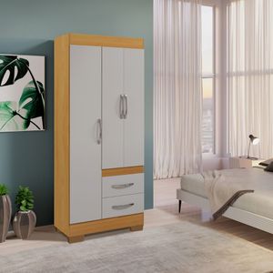 Guarda-Roupa Solteiro 3 Portas 2 Gavetas Peroba/Off White RP152 Rei Móveis
