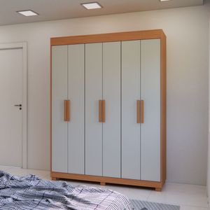 Guarda-Roupa Casal 6 Portas 3 Gavetas Peroba/Off White RP2070 Rei Móveis