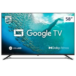 Smart TV 4K UHD LED 58" Philips PUG7019 Wi-Fi Google TV 3 HDMI 2 USB