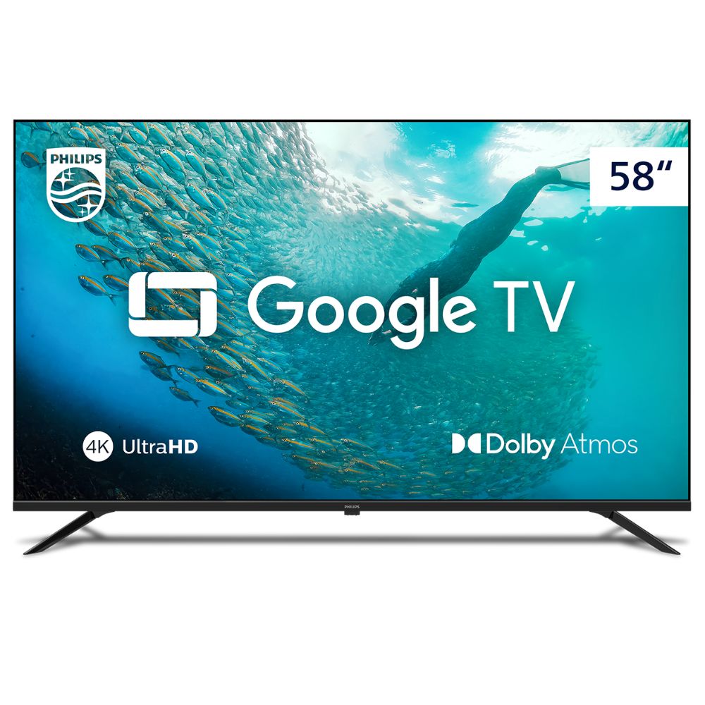 Smart TV 4K UHD LED 58" Philips PUG7019 Wi-Fi Google TV 3 HDMI 2 USB