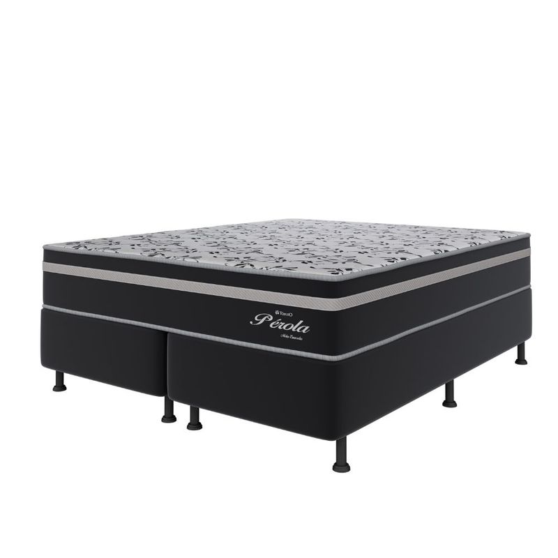 Cama-Box-Casal--158X68--D26-Molas-Ensacadas-Cinza-Perola-Topazio-Colchoes--1-