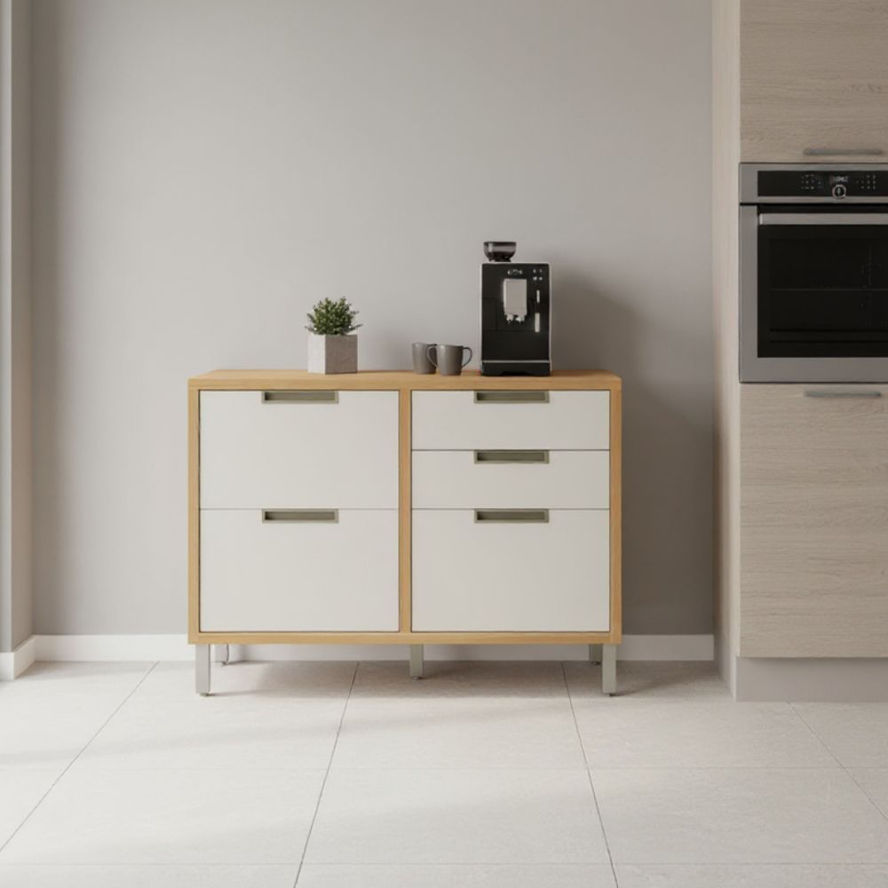 Balcão de Cozinha 1 Porta 4 Gavetas Freijó/Off White Imperatriz Nesher