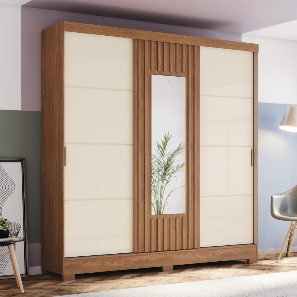 Guarda-Roupa Casal 3 Portas Deslizantes 2 Gavetas B376 Nature/Off